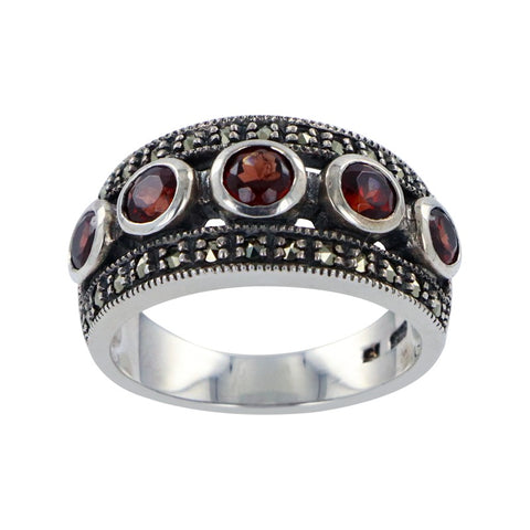 bague argent grenat art deco