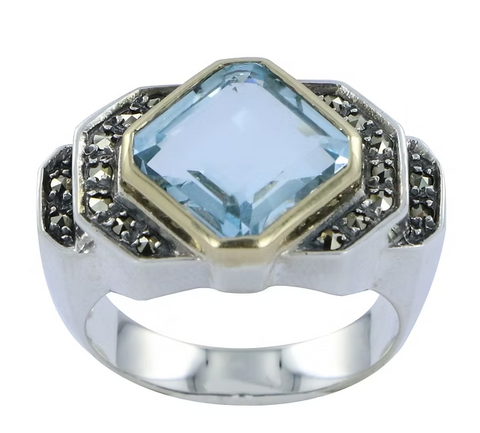 bague art deco forme tank topaze