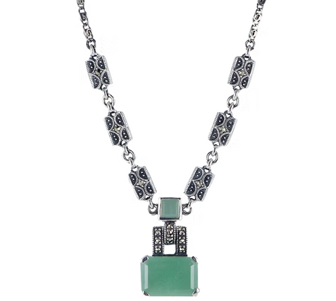 collier en argent et jade