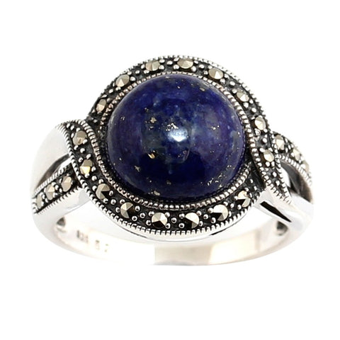 bague argent et lapis lazuli style art déco