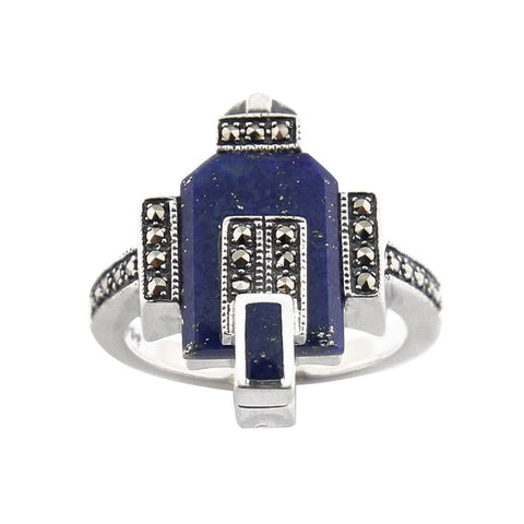 bague art déco en lapis lazuli