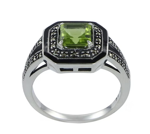 bague art deco en argent et peridot
