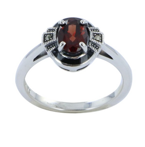 bague grenat argent art deco