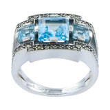 bague en argent et topaze bleue art deco