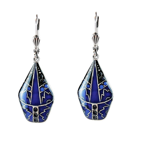 boucles art deco bleu foncé