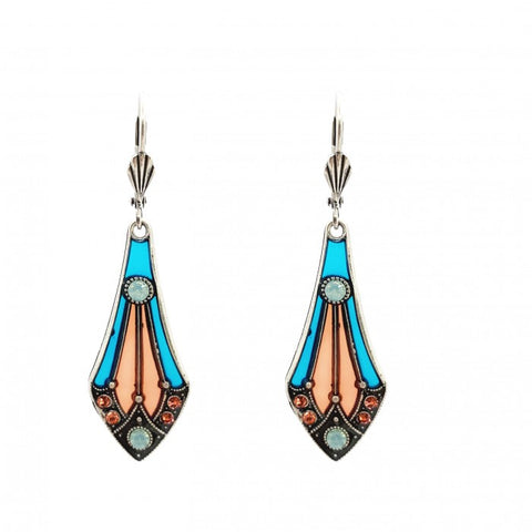 Boucles Rétro Gisèle Turquoise Corail