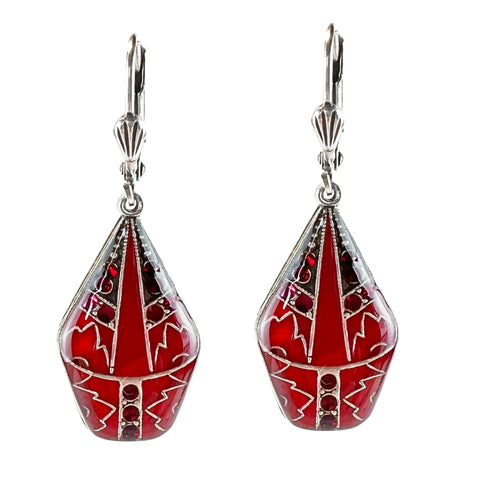 BOUCLES ART DECO ROUGES
