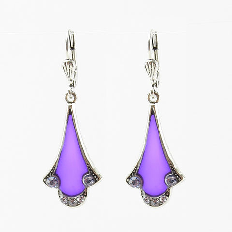 boucles oreille art deco violet*
