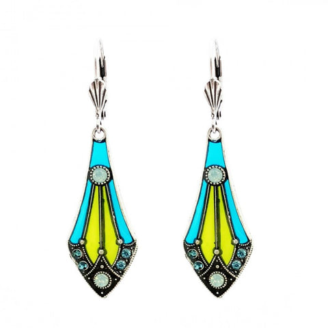 Boucles Rétro Gisèle Turquoise Vert Anis