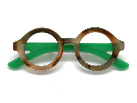 Broche Lunettes Marron et Verte
