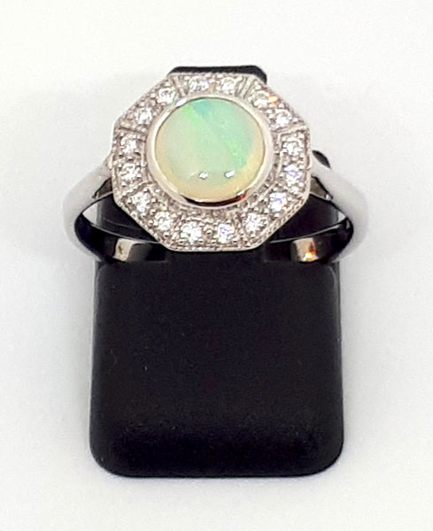 Bague Art Déco En Argent Massif - Filigrane Et Opale De Feu (ou Saphir) - Neuf Sans Emballage