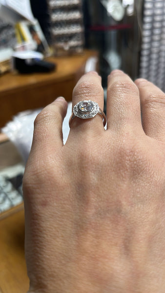 Bague Art Déco Argent 925 Moissanite Zircone émeraude - Taille 8 - Style Vintage