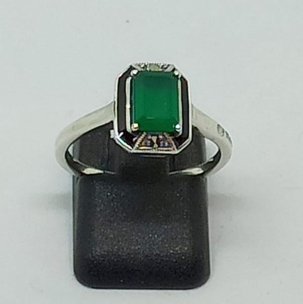 Bague Rectangle Pierre Verte Naturelle Anartxy - Taille 53 Acier Inoxydable - Neuve Avec étiquettes