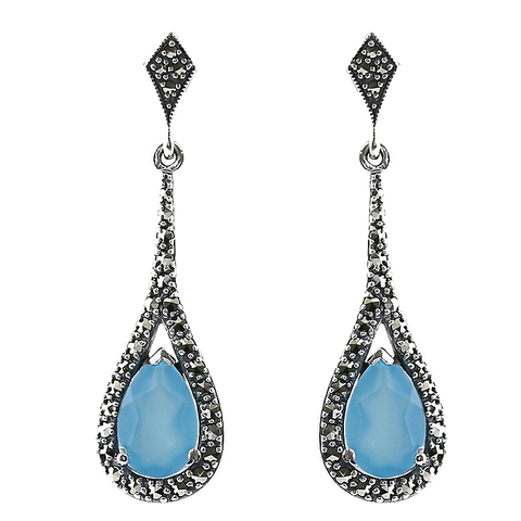 boucles art deco agate bleue