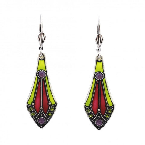 Boucles Rétro Gisèle Prune Vert Anis