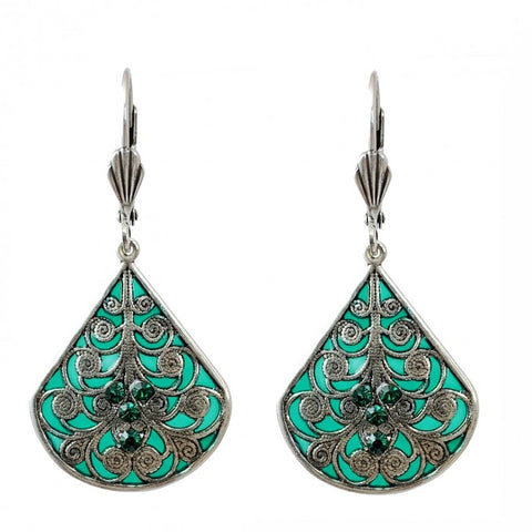 boucles oreille vitrail vert