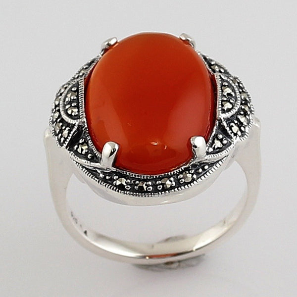 Bague En Argent 925 Et Cornaline - Taille 53 - Modèle BA-AR-28 - Neuf Avec étiquettes