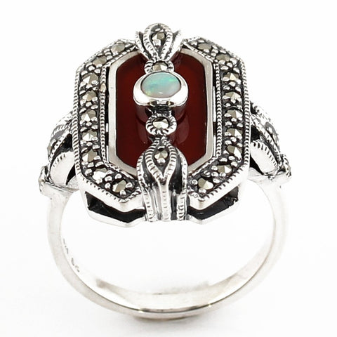 bague cornaline et argent