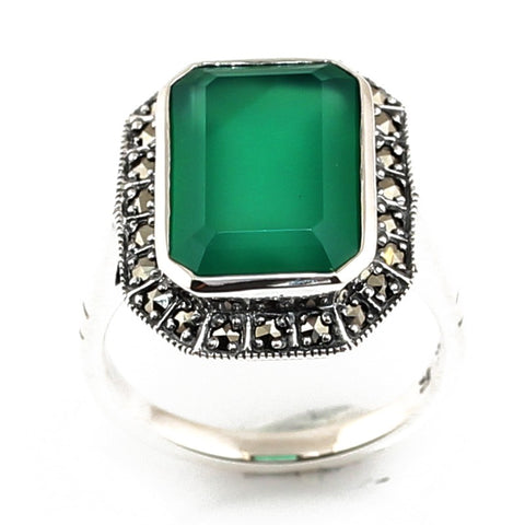 bague art deco vert foncé