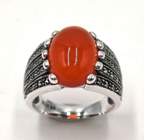 bague argent et cornaline la metrop