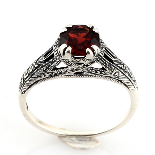 Bague En Argent 925 Et Grenat BA-AR-45 - Taille 57, Neuf Avec étiquettes, Delicatement Doux