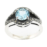 bague art deco en argent et topaze
