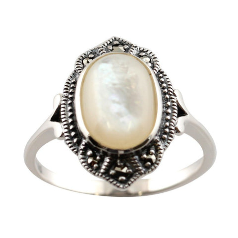 bague art deco en nacre et argent la metrop