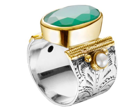 Bague Ovale Canyon Agate Verte