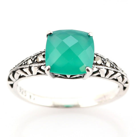 bague art deco agate verte la metrop