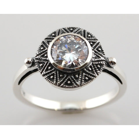 bague art deco oxyde de zirconium argent fiancailles