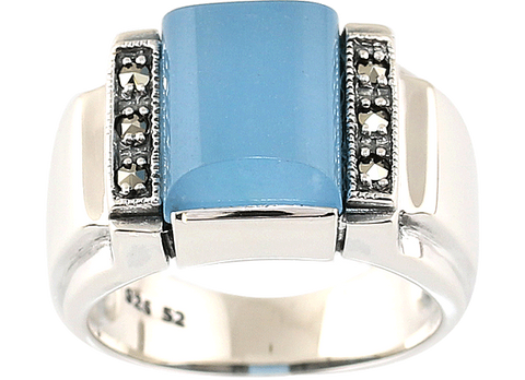 bague en jade bleu et argent de la métrop