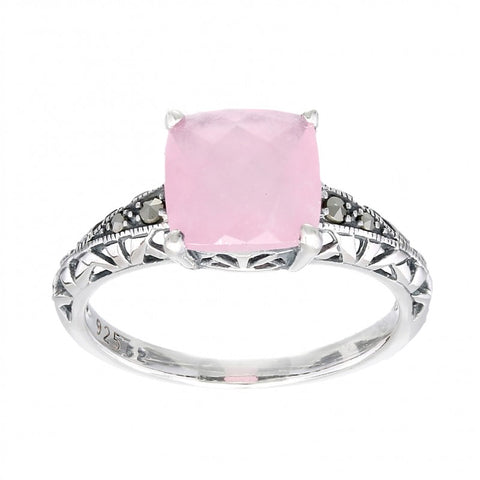 bague jade rose et argent