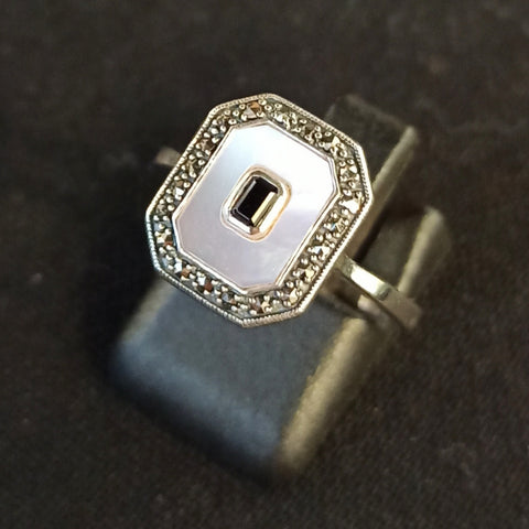 bague nacre et argent