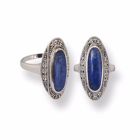 bague pierre argent lapis lazuli art deco
