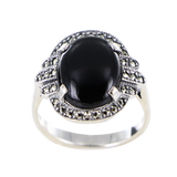 bague art-déco argent et noir