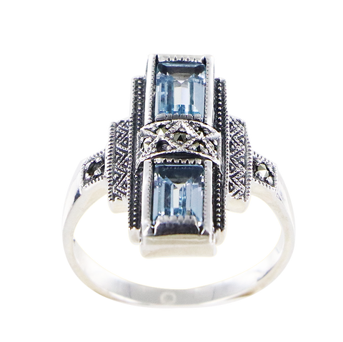 bague en argent et topaze bleu