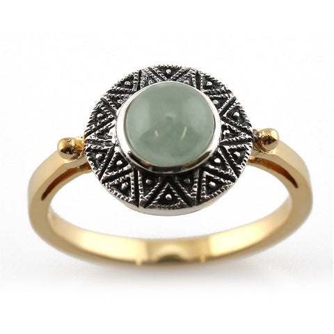 bague style ancien doré jade