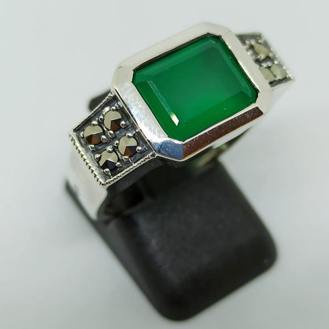 bague art deco agate verte
