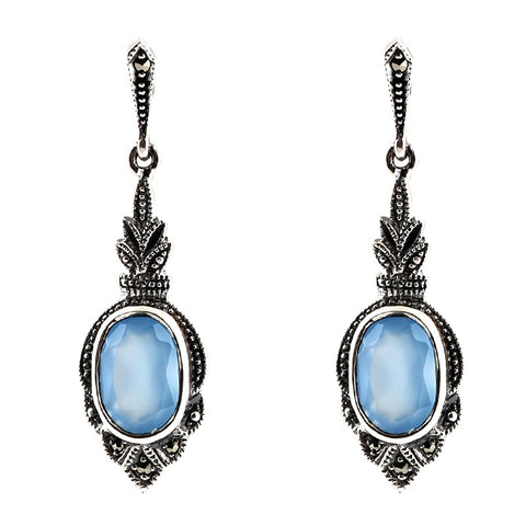 Boucles d'oreille Lea Agate Bleue