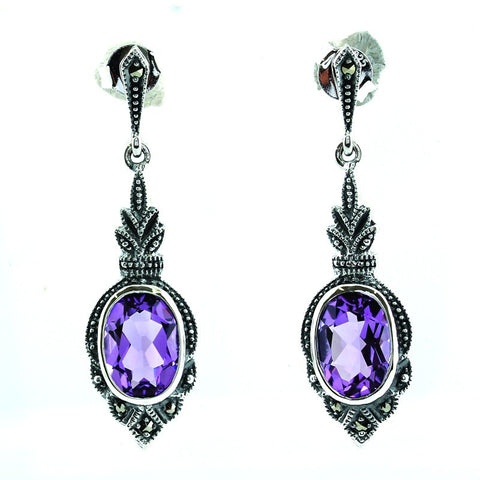 boucles d'oreille améthyste argent