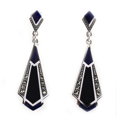 boucles onyx et lapis lazuli