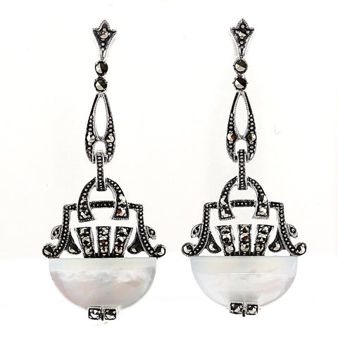 mother of pearl art deco earrings