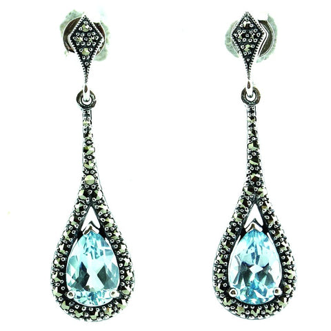 boucles oreille topaze bleu