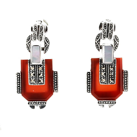 boucles oreille cornaline nacre