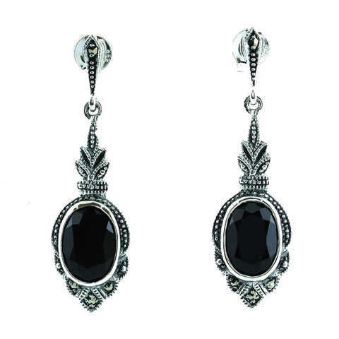 boucles oreille onyx argent