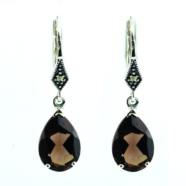 Boucles d'Oreilles Argent 925/000 Rhodié - Fleur Pavée de Zirconiums L