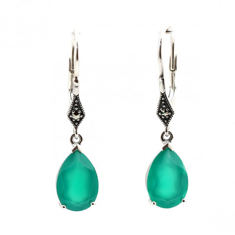 boucles art deco en agate verte