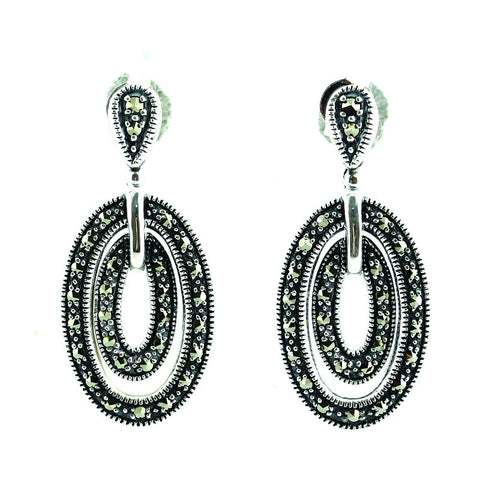 boucles d'oreille argent retro art deco