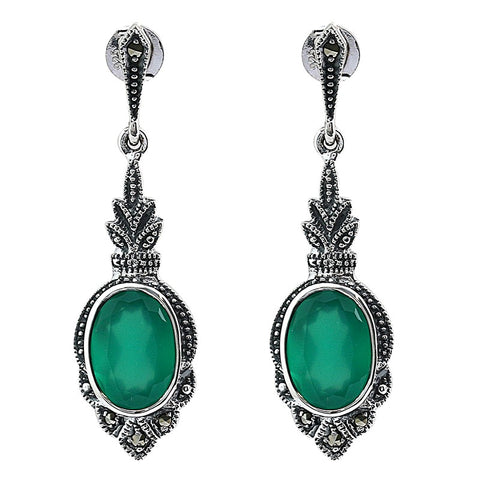 boucles art deco en agate verte