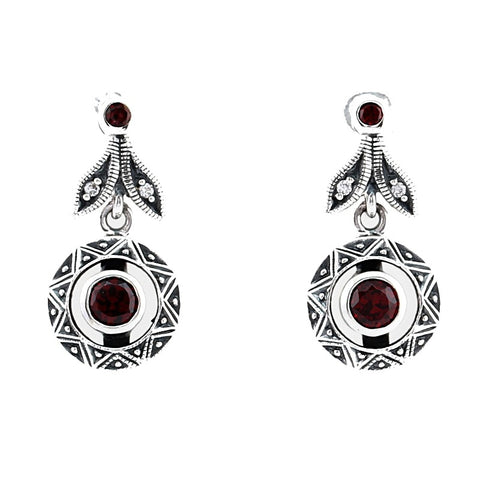 boucles oreille art deco rouge